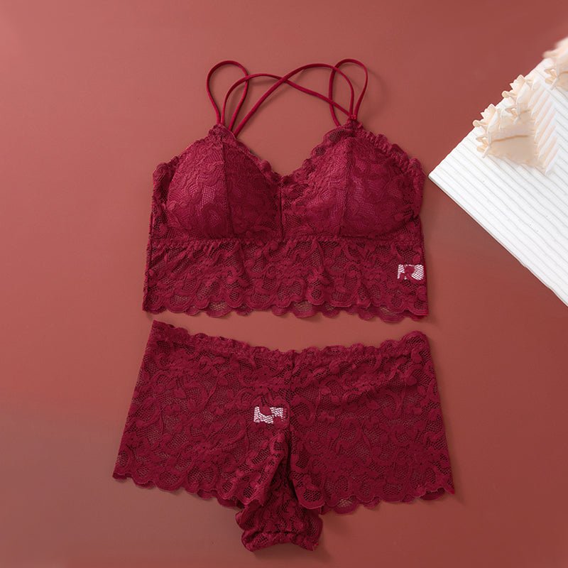 Damen-Spitzen-Bralette- und Höschen-Set – Bild 12