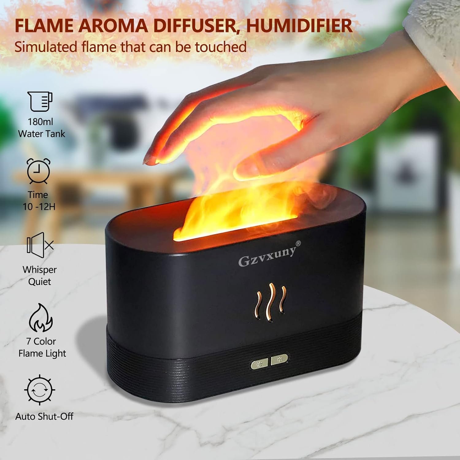 Flammen Aroma Diffuser, Upgrade 7-Farben-Licht Diffuser – Bild 2