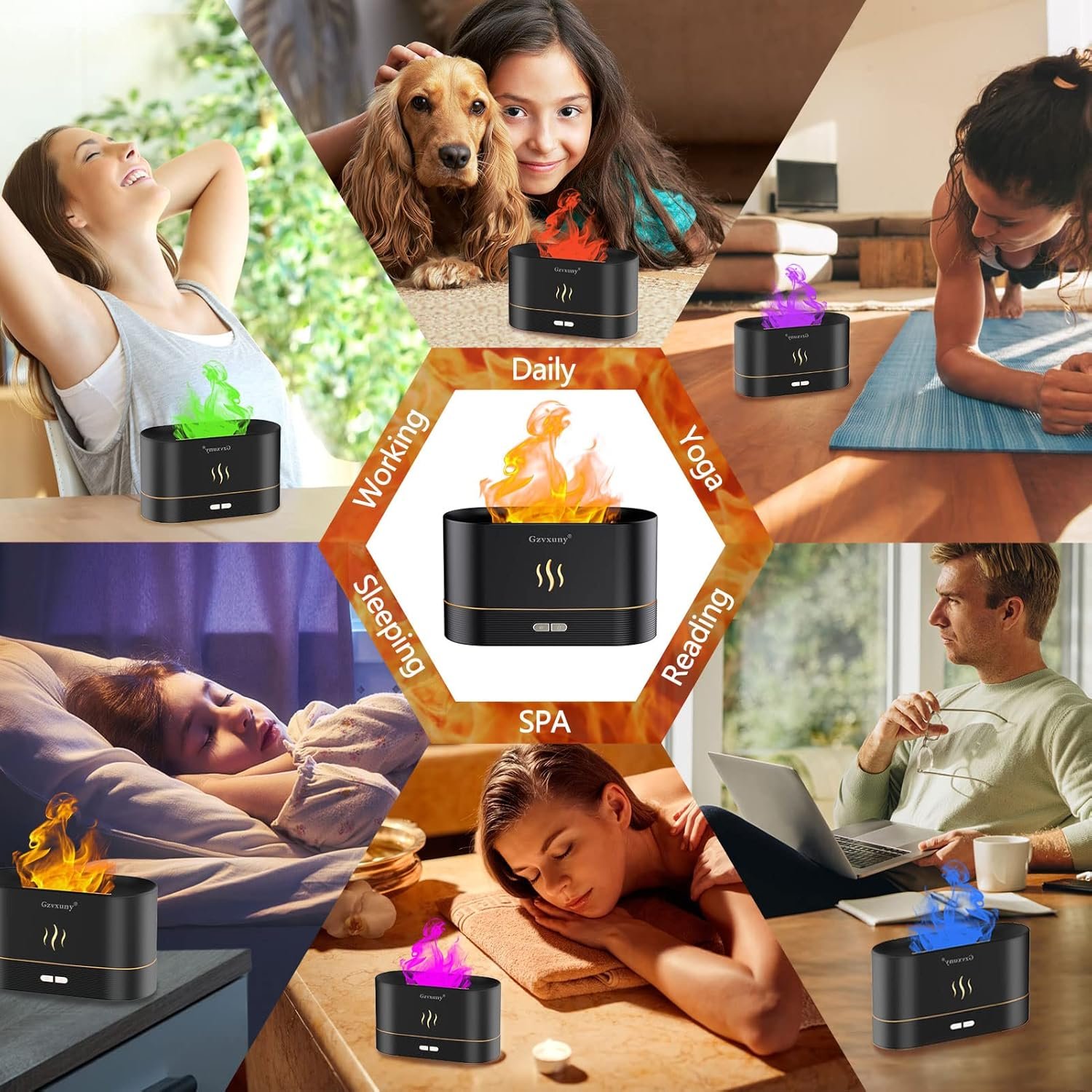 Flammen Aroma Diffuser, Upgrade 7-Farben-Licht Diffuser – Bild 7