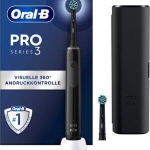 Oral-B Pro Series 3 Elektrische Zahnbürste — Electric Toothbrush, Inkl. 2 Aufsteckbürsten, Reise-Etui und 3 Putzmodi für Zahnpflege — Designed By Braun